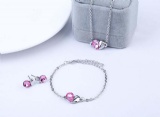 Crystal heart necklace bracelet and earrrings set