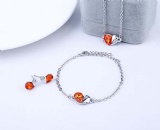 Crystal heart necklace bracelet and earrrings set