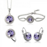 Purple crystals jewelry set