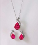 Red crystal necklace and earrings