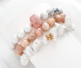 2019 New style white howlite beads three layer bracelet jewelry