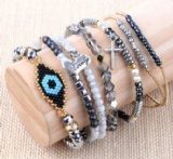 Women Crystal Natural Stone Bracelet Sets New Gold Fish Bracelet