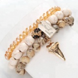 New arrival crystal beads lava stone alloy pendant custom made bracelet
