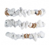 Women Fashion Coral Turquoise Tiger Eye Stone Rose Quartz White Howlite Crystal Chips Beads Long Bracelet