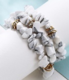 Women Fashion Coral Turquoise Tiger Eye Stone Rose Quartz White Howlite Crystal Chips Beads Long Bracelet