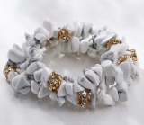 Women Fashion Coral Turquoise Tiger Eye Stone Rose Quartz White Howlite Crystal Chips Beads Long Bracelet