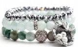 Natural Stone Grey Crystal Bracelets Bangles Charm Beads Bracelet