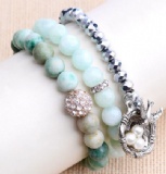 Natural Stone Grey Crystal Bracelets Bangles Charm Beads Bracelet