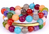 3Pcs / Set Women Men 1cm Natural Stone Bead Bracelet Adjustable Bead Bracelet