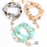 Natural Stone Crystal Beaded Bracelet Alloy Decorative Pendant Bracelet For Female Jewelry