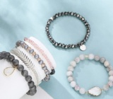 Druzy Stone Crystal Wood Bead Shell Bracelet And Fish Bone Chain Stack Bracelets For Women