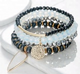 crystal beads alloy chain handmade four layer bracelet