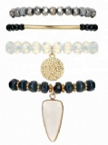 crystal beads alloy chain handmade four layer bracelet