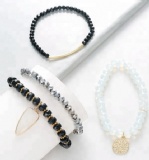 crystal beads alloy chain handmade four layer bracelet