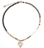 New Design Handmade Plastic Crystal Crystal Seed Bead Copper Brass Pendant Choker Necklace