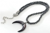 Shell Hematite Pendant Bead Necklace
