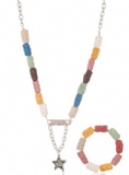 Lava Stone Natural Stone Bead Bracelet Necklace Jewelry Set