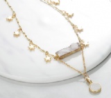 New Arrive Gold Copper Chain Durzy Natural Stone Pendant Hot Sell Elegant Necklace For Summer