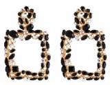 Exaggerated  Chinese crystals-studded geometric alloy earrings