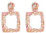 Exaggerated  Chinese crystals-studded geometric alloy earrings