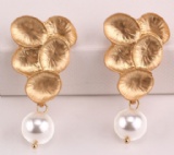 Creative jewelry small leaf pearl earring female personality fashion eardrop