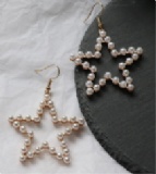 Simple star plastic pearl earring