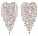 Multi-layer water diamond set claw chain new fashion personality is full of simple love tassel earrings