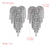 Multi-layer water diamond set claw chain new fashion personality is full of simple love tassel earrings